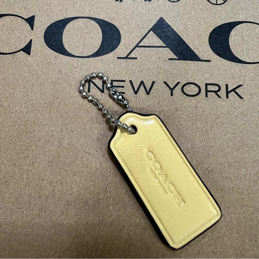 Coach Yellow Leather Tag Key & Card Holder with Ball-Chain